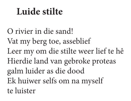 Original poem 1 page — Blomme vir 'n Gebroke Glimlag. Exact facsimile from the authorised EPUB.