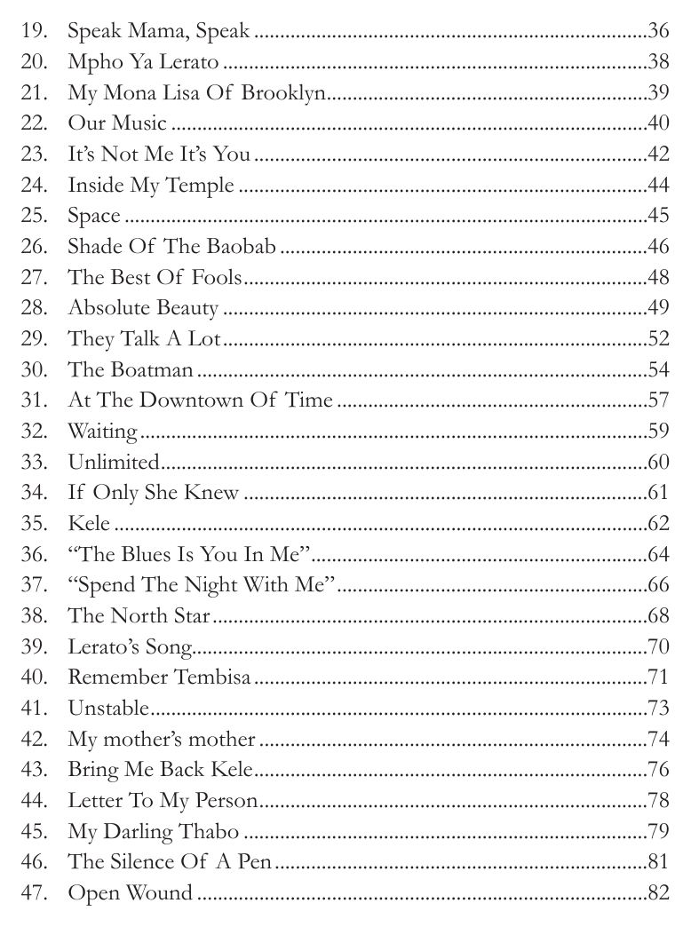 Original contents page — Flowers Of A Broken Smile. Exact facsimile from the authorised EPUB.