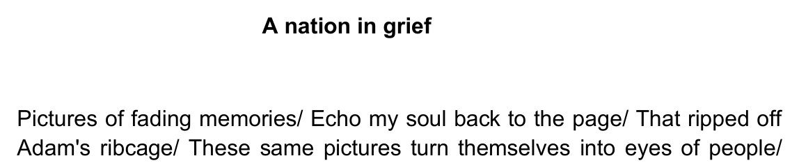Opening portion of A nation in grief — In Time. Exact facsimile from the authorised EPUB.